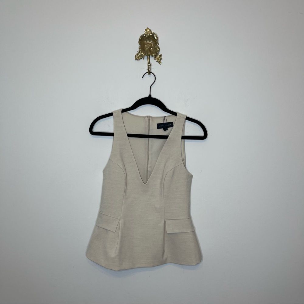 Zara Peplum Lapel Top S
